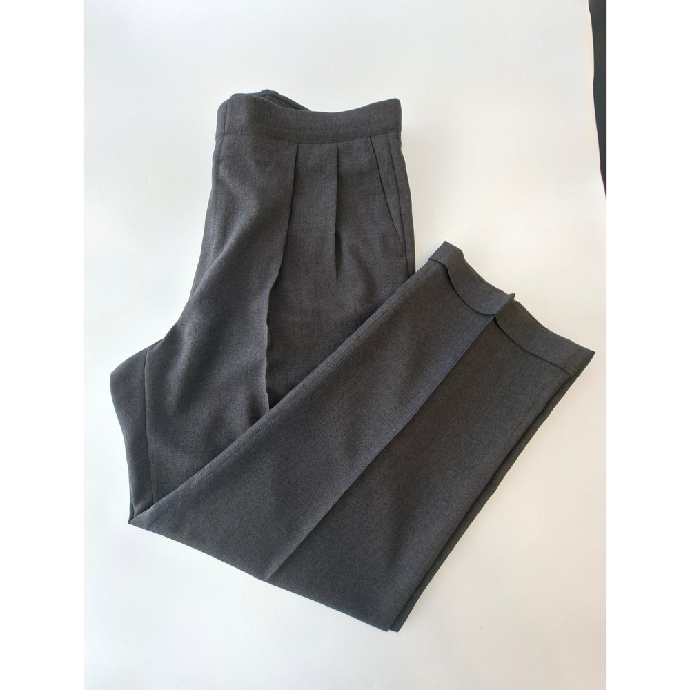 Sansabelt System Mens Pleated Dress Pants 37x30 Charcoal Gray Cuffed Trousers
